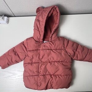 Old Navy NWOT Unisex 6-12 Months Dusty Red Quilted Puffer Jacket‎ Animal Ears